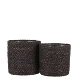 KantoormeubelenPlus Atlantic Mand voor Planten - Set van 2 - H20 x Ø20 cm - Zeegras - Grijs