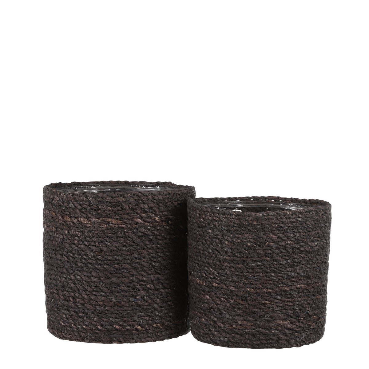 KantoormeubelenPlus Atlantic Mand voor Planten - Set van 2 - H20 x Ø20 cm - Zeegras - Grijs