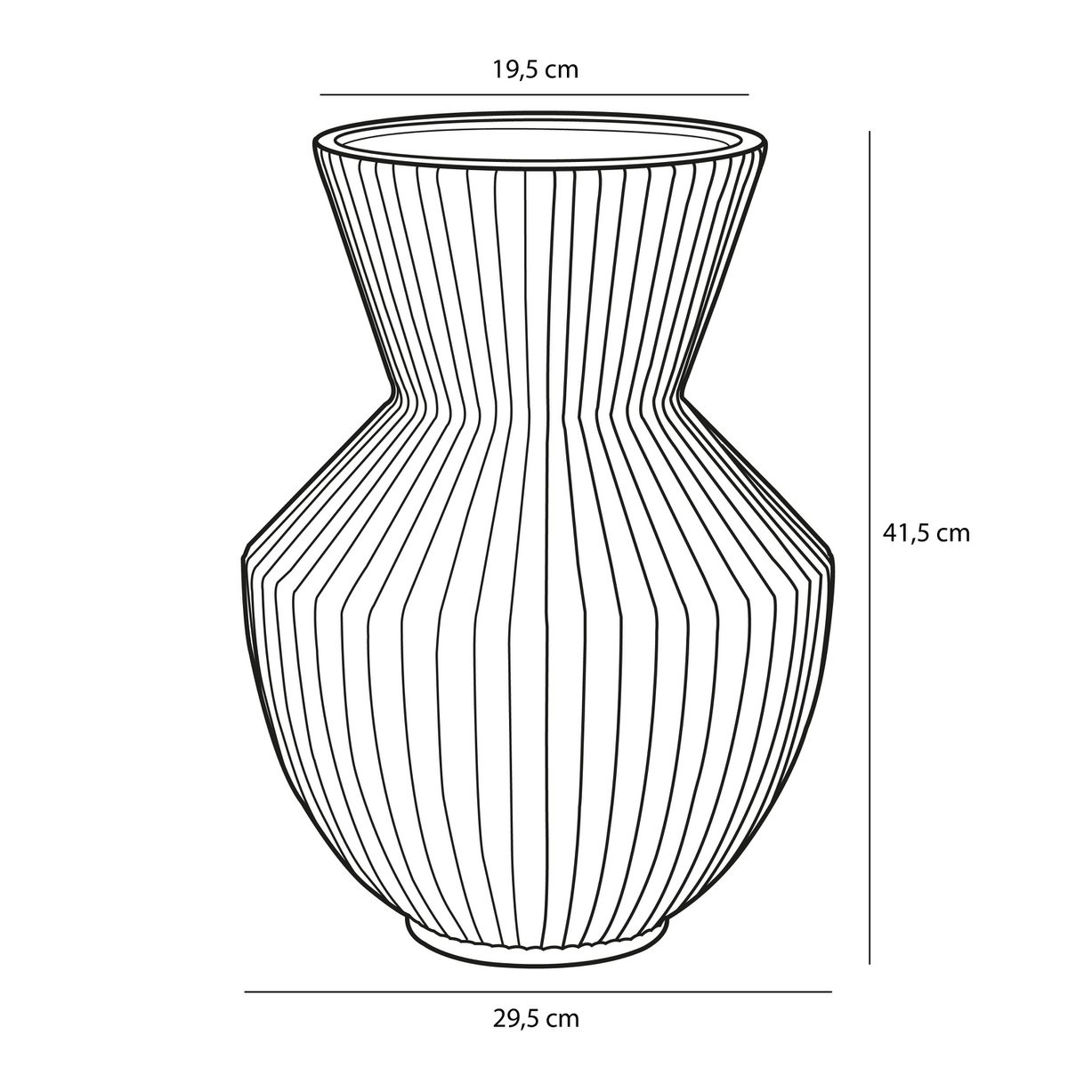 KantoormeubelenPlus Reims Vaas - H41,5 x Ø29,5 cm - Keramiek - Zwart