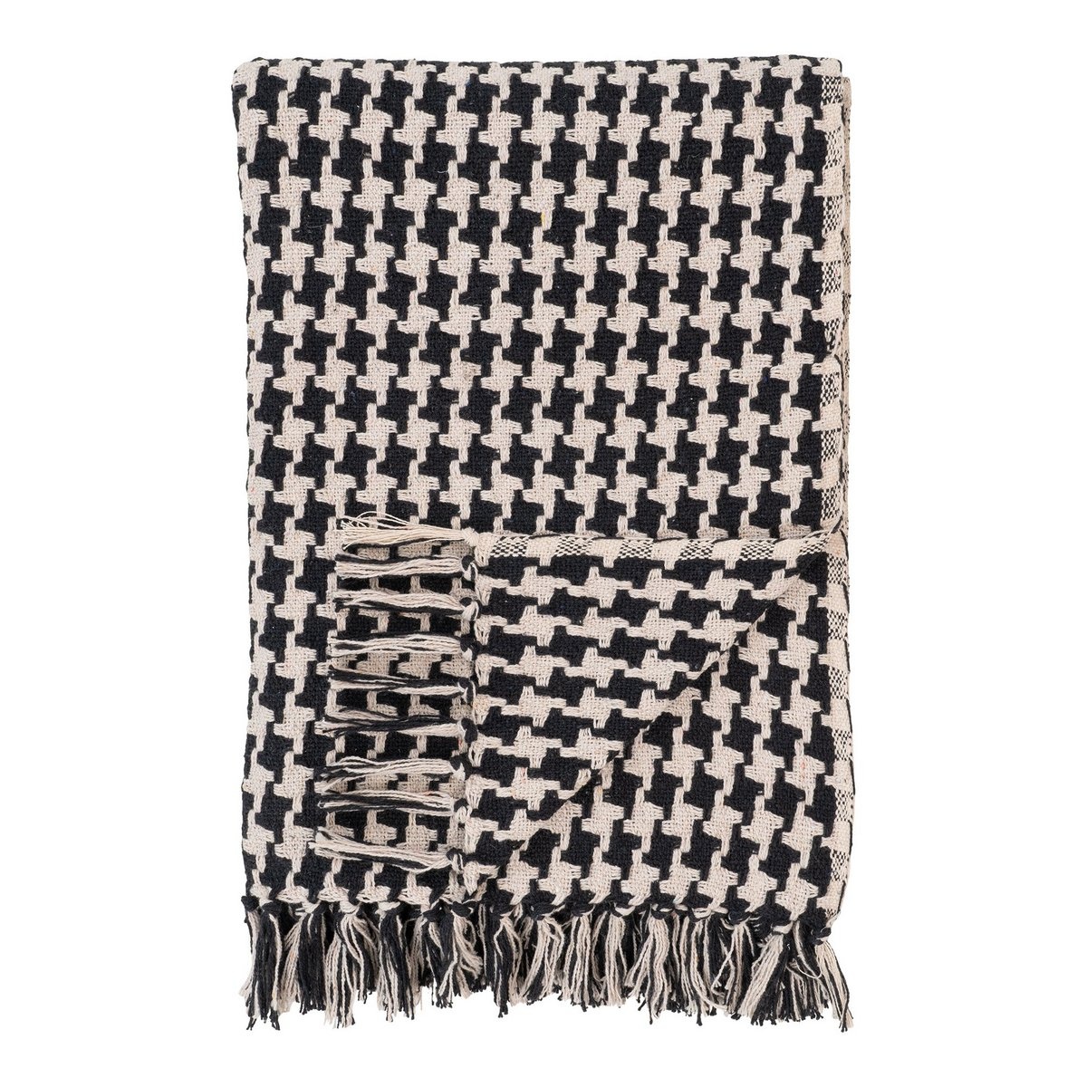 Zijplaid - Plaid, zwart/beige, 130x180 cm