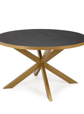 Stalux Ronde eettafel 'Daan' 135cm, kleur goud / zwart eiken