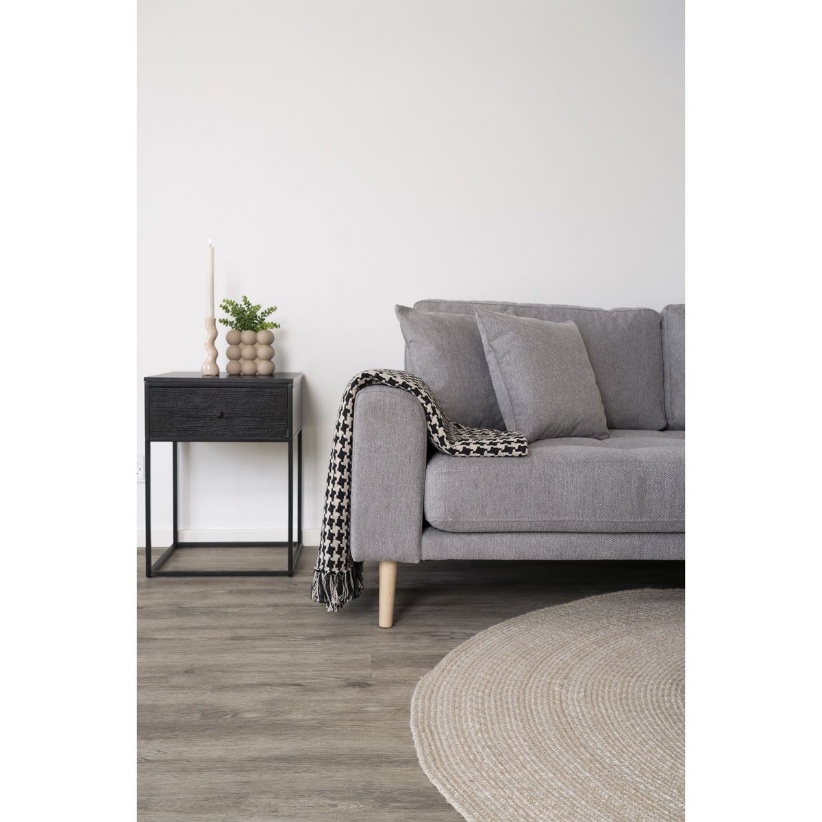 Zijplaid - Plaid, zwart/beige, 130x180 cm