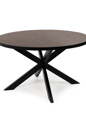 Stalux Ronde eettafel 'Daan' 120cm, kleur zwart / bruin hout