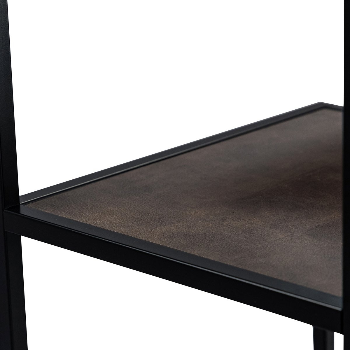 Stalux Vakkenkast 'Guus' 80 x 200cm, kleur zwart / lederlook bruin