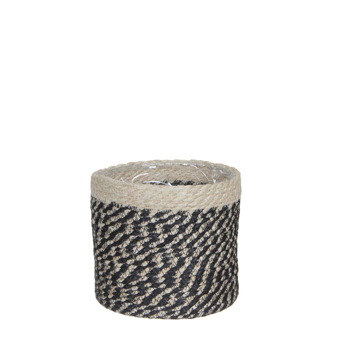 KantoormeubelenPlus Bonaparte Mand voor Planten - H18 x Ø18 cm - Jute - Zwart