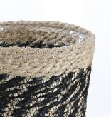 KantoormeubelenPlus Bonaparte Mand voor Planten - H18 x Ø18 cm - Jute - Zwart