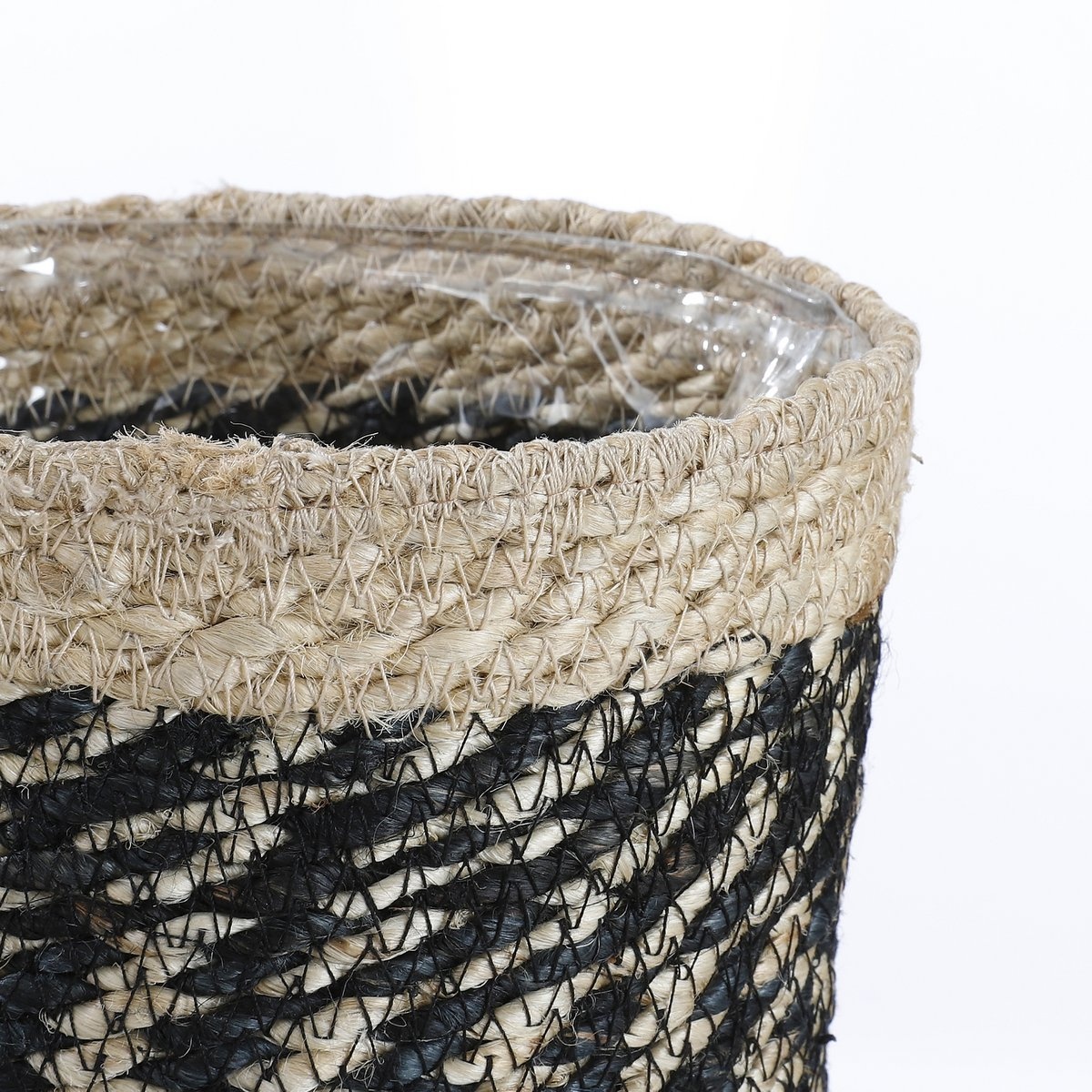 KantoormeubelenPlus Bonaparte Mand voor Planten - H18 x Ø18 cm - Jute - Zwart