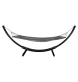 KantoormeubelenPlus Tripoli Hangmat - Hangmat op houten standaard, lariks, polyester/katoen, zwart/grijs/wit