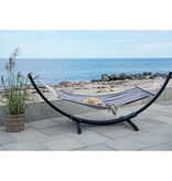 KantoormeubelenPlus Tripoli Hangmat - Hangmat op houten standaard, lariks, polyester/katoen, zwart/grijs/wit