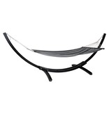 KantoormeubelenPlus Tripoli Hangmat - Hangmat op houten standaard, lariks, polyester/katoen, zwart/grijs/wit