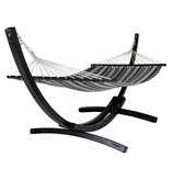 Tripoli Hangmat - Hangmat op houten standaard, lariks, polyester/katoen, zwart/grijs/wit