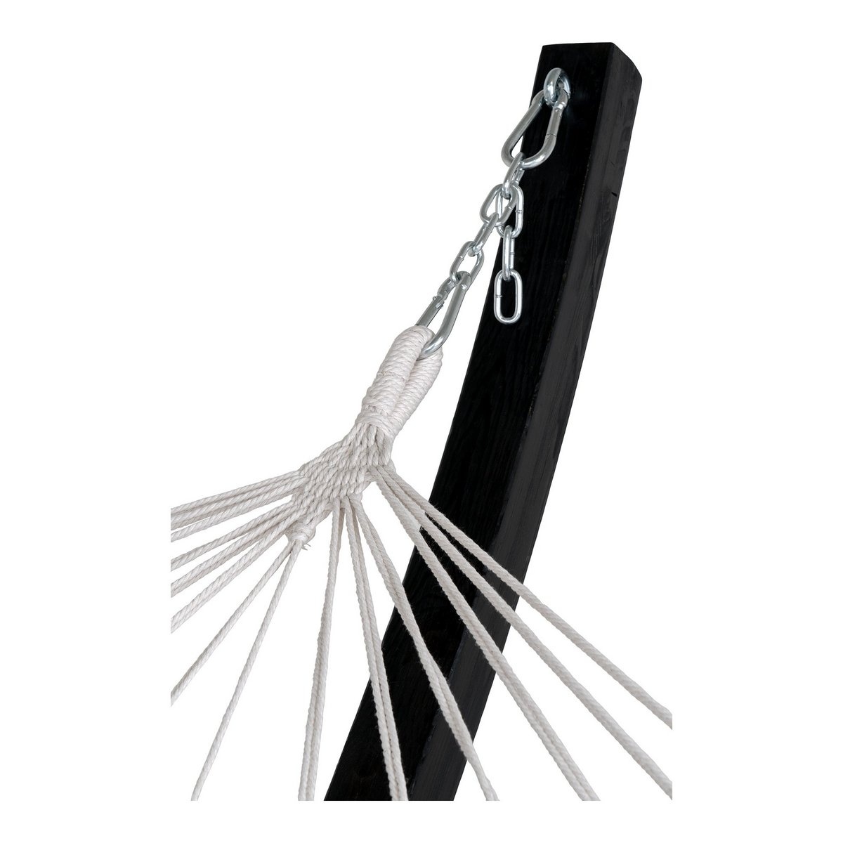 KantoormeubelenPlus Tripoli Hangmat - Hangmat op houten standaard, lariks, polyester/katoen, zwart/grijs/wit