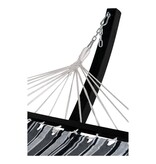 KantoormeubelenPlus Tripoli Hangmat - Hangmat op houten standaard, lariks, polyester/katoen, zwart/grijs/wit