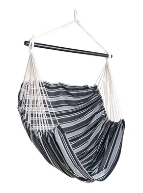 KantoormeubelenPlus Lamia Hangstoel - Hangstoel, polyester/katoen, lariks, zwart/grijs/wit