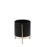 KantoormeubelenPlus Sverre Bloempot op Standaard - H29 x Ø25 cm - Zwart, Goud