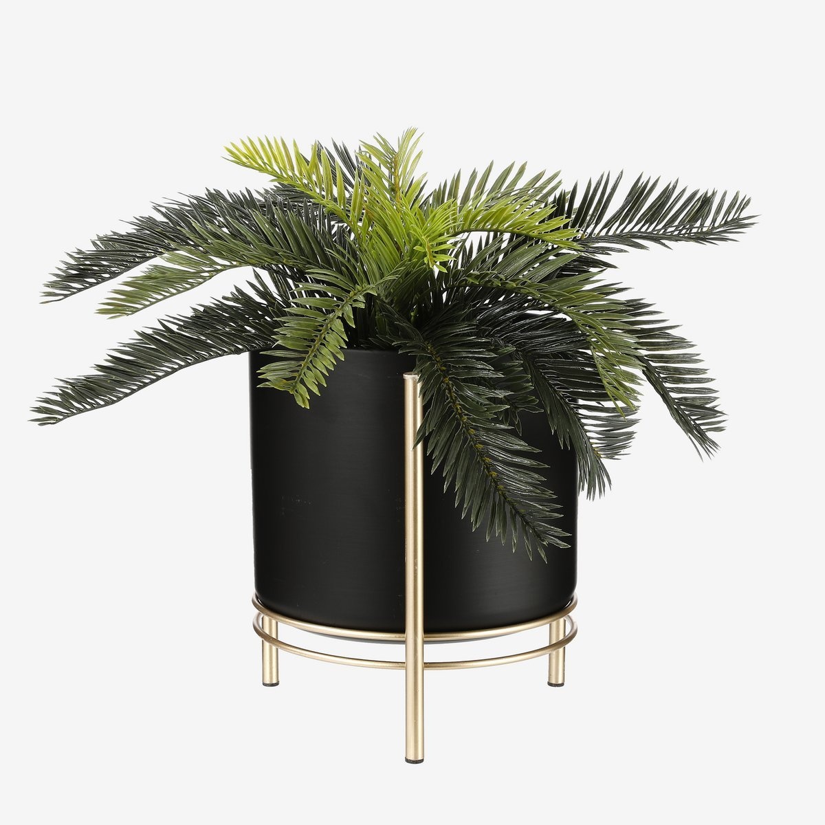 KantoormeubelenPlus Sverre Bloempot op Standaard - H29 x Ø25 cm - Zwart, Goud
