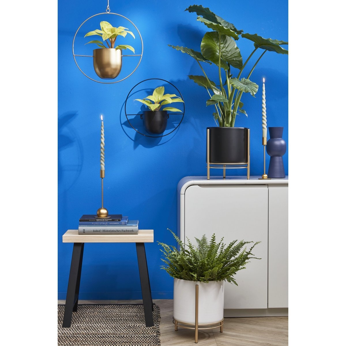 KantoormeubelenPlus Sverre Bloempot op Standaard - H29 x Ø25 cm - Zwart, Goud