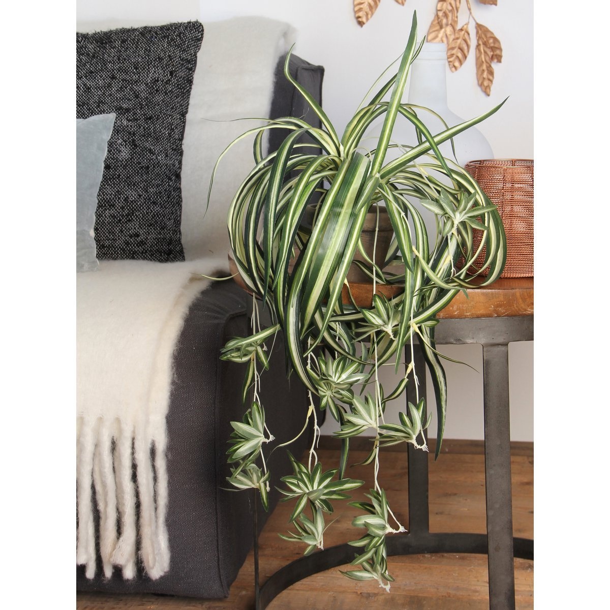 KantoormeubelenPlus Chlorophytum Kunstplant in Bloempot Stan - H45 x Ø45 cm - Groen