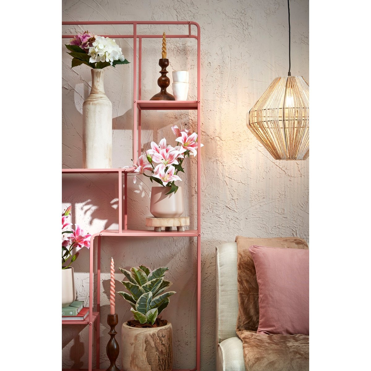 KantoormeubelenPlus Tijgerlelie Kunstplant in Bloempot Stan - H47 x Ø45 cm - Roze