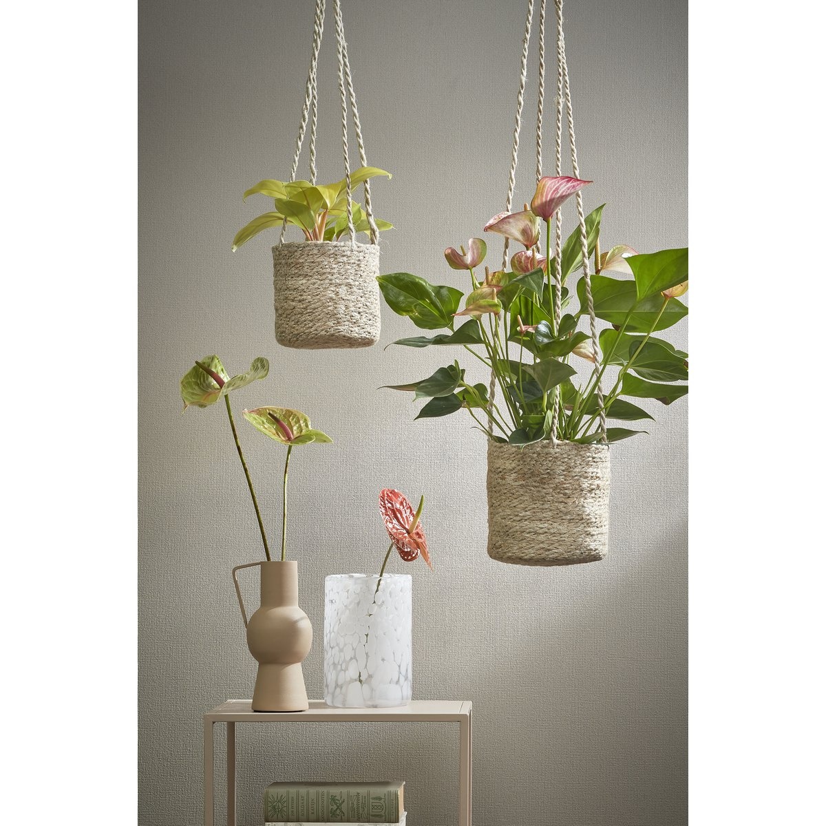 KantoormeubelenPlus Atlantic Mand voor Planten - Set van 2 - H16 x Ø16 cm - Crème