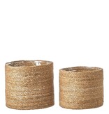 KantoormeubelenPlus Atlantic Mand voor Planten - Set van 2 - H26 x Ø30 cm - Lichtbruin