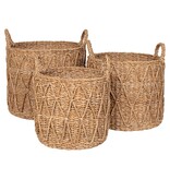 Krabi Basket - Mand, zeegras, naturel, set van 3