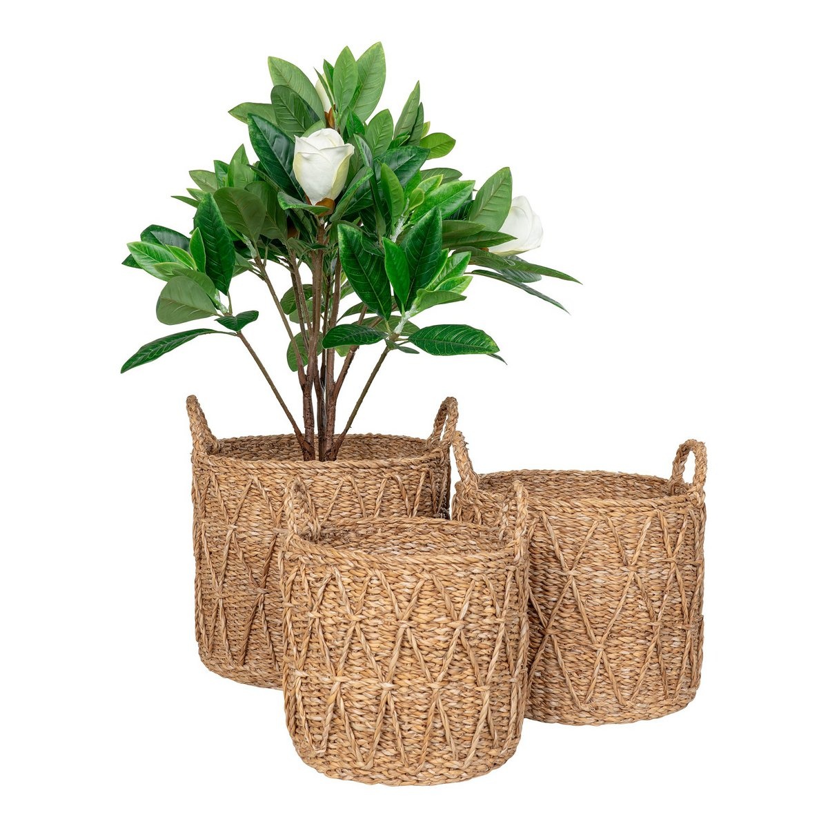 KantoormeubelenPlus Krabi Basket - Mand, zeegras, naturel, set van 3