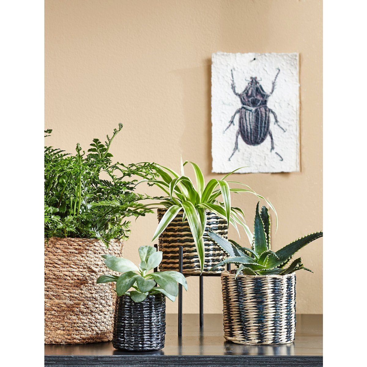 KantoormeubelenPlus Atlantic Mand voor Planten - Set van 2 - H26 x Ø30 cm - Lichtbruin