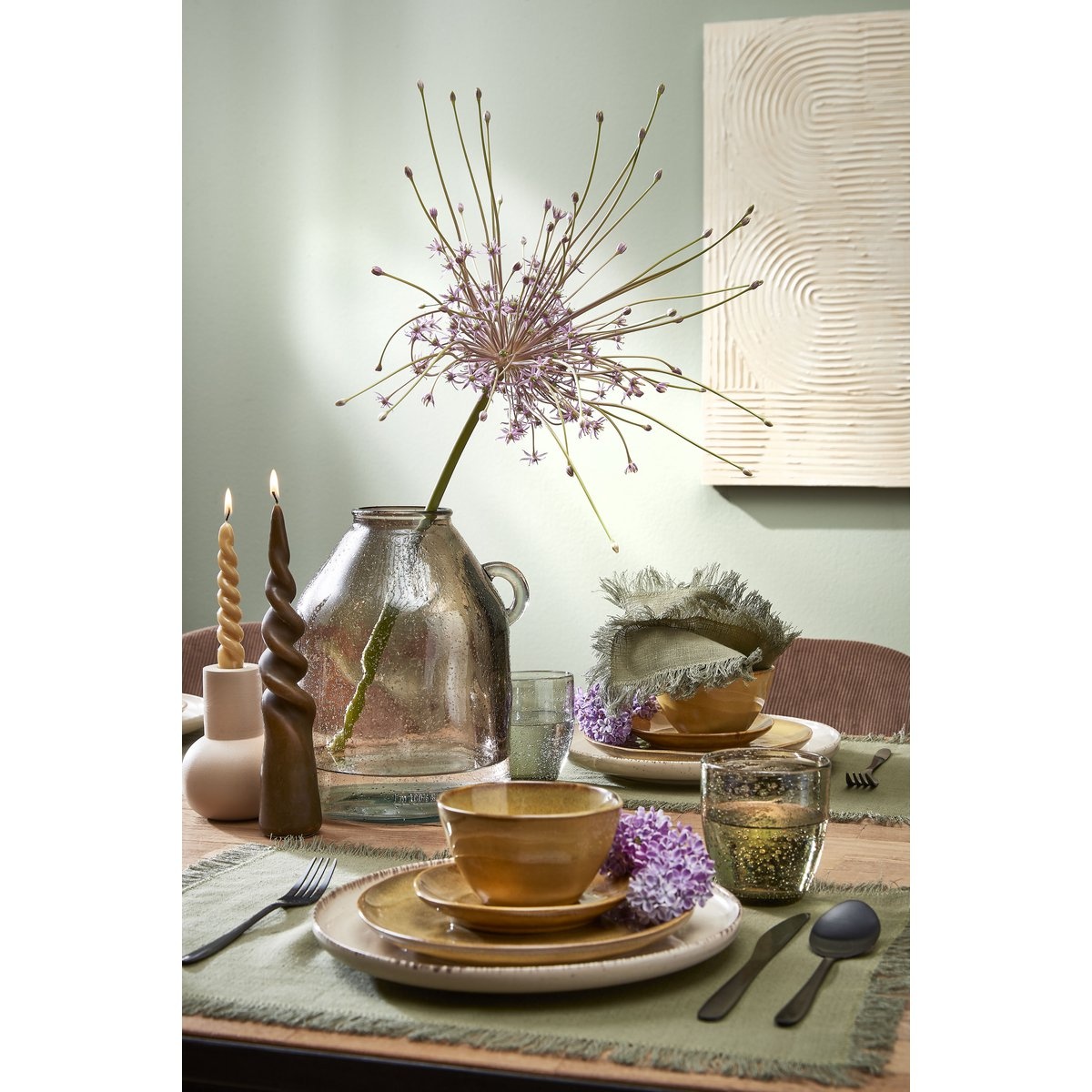 KantoormeubelenPlus Sitia Fles Vaas - H25,5 x Ø21 cm - Gerecycled Glas - Taupe