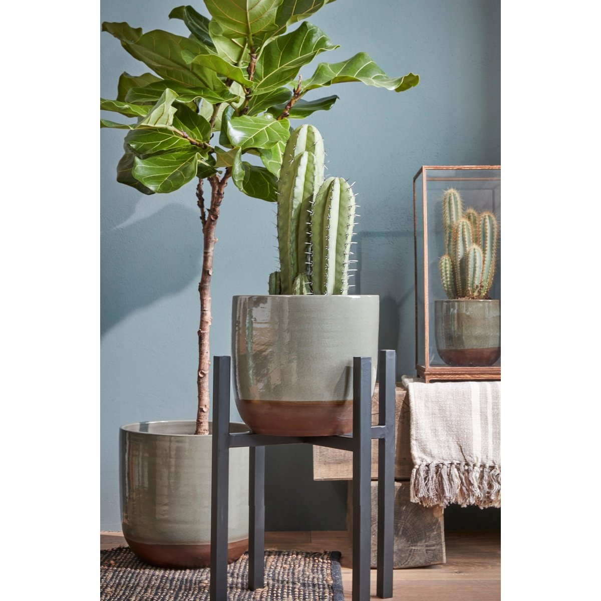 KantoormeubelenPlus Ascot Plantenstandaard XL - L34 x B34 x H49,5 cm - Metaal - Zwart
