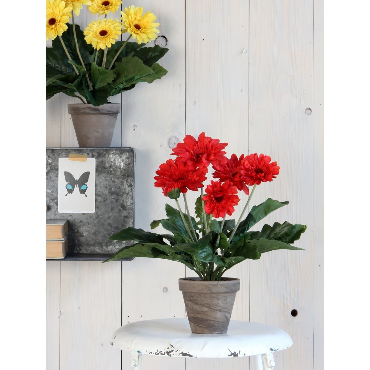 KantoormeubelenPlus Gerbera Kunstplant in Bloempot Stan - H35 x Ø30 cm - Rood