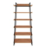 KantoormeubelenPlus Sakai Book Case - Boekenkast, essenfineer, zwart stalen frame, 6 planken, 80x35x185 cm