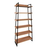 KantoormeubelenPlus Sakai Book Case - Boekenkast, essenfineer, zwart stalen frame, 6 planken, 80x35x185 cm