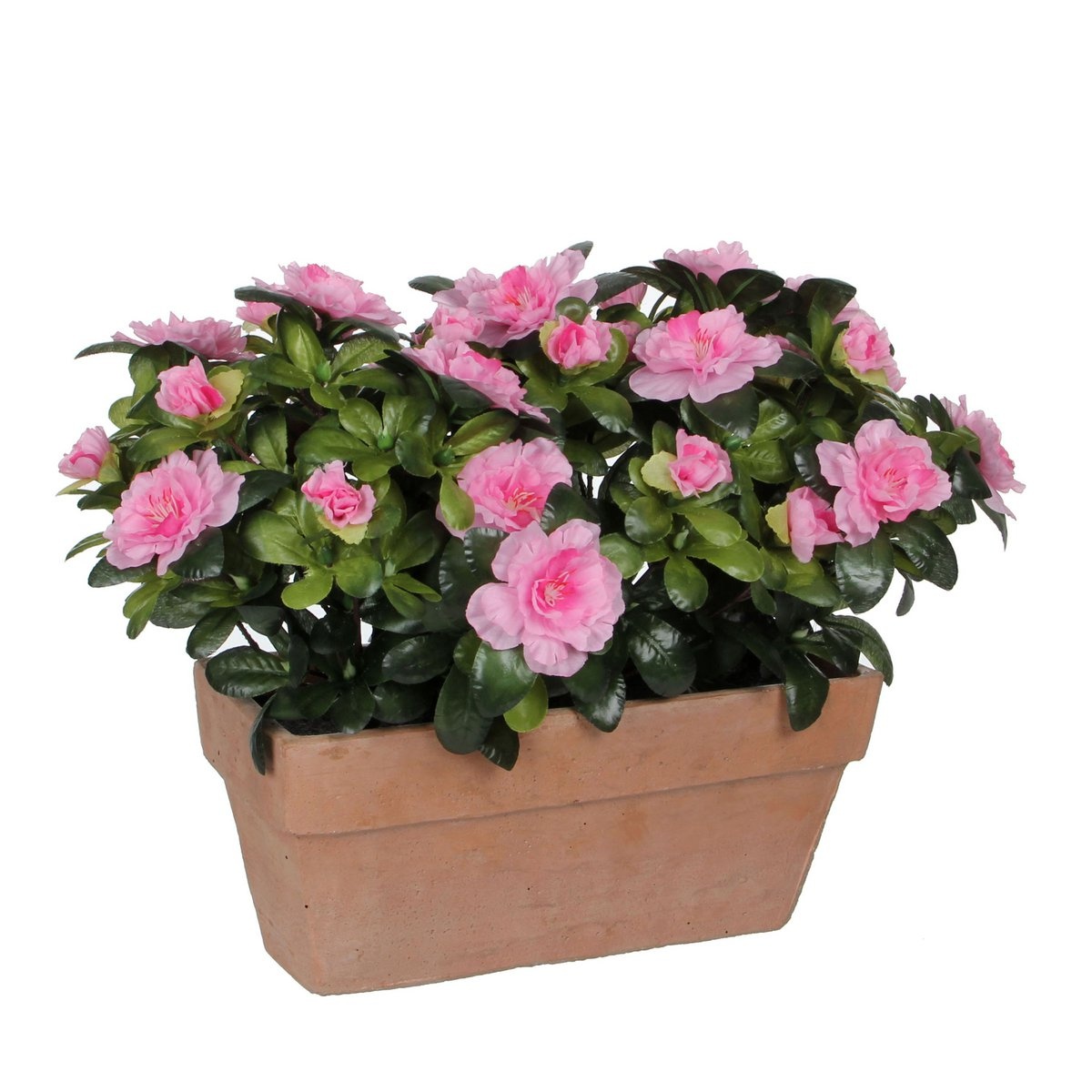 KantoormeubelenPlus Azalea Kunstplant in Balkonbak Slate - L29 x B13 x H27 cm - Roze