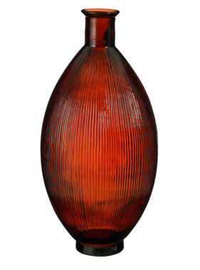 KantoormeubelenPlus Firenza Fles Vaas - H59 x Ø29 cm - Gerecycled Glas - Donkerbruin