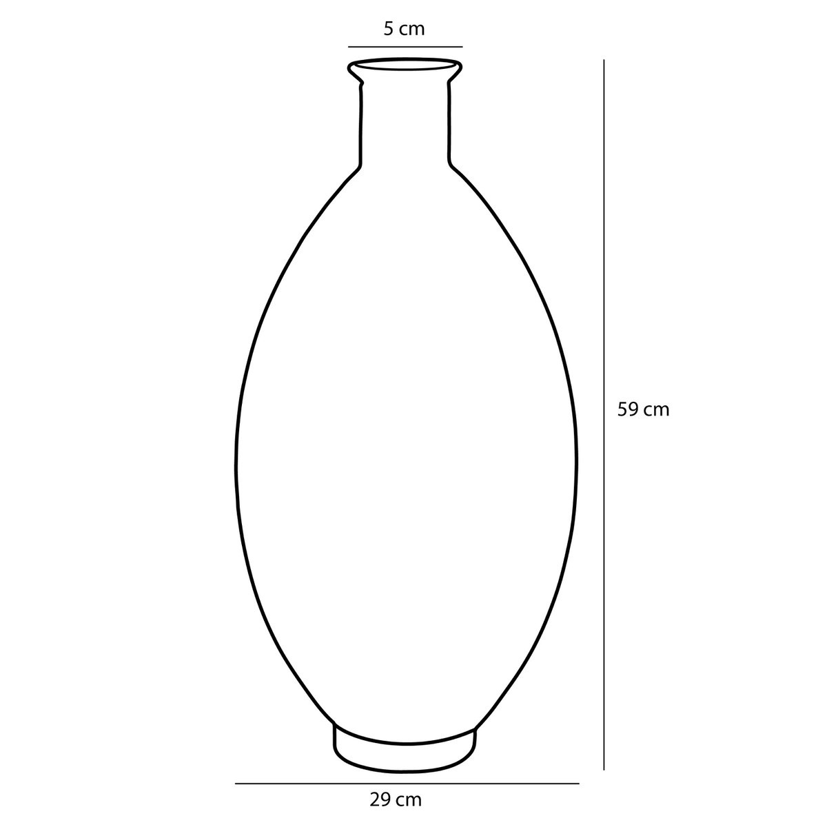 KantoormeubelenPlus Firenza Fles Vaas - H59 x Ø29 cm - Gerecycled Glas - Donkerbruin