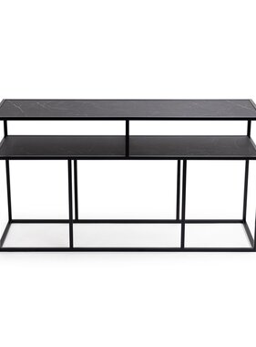 Stalux Side-table 'Teun' 150cm, kleur zwart / zwart marmer