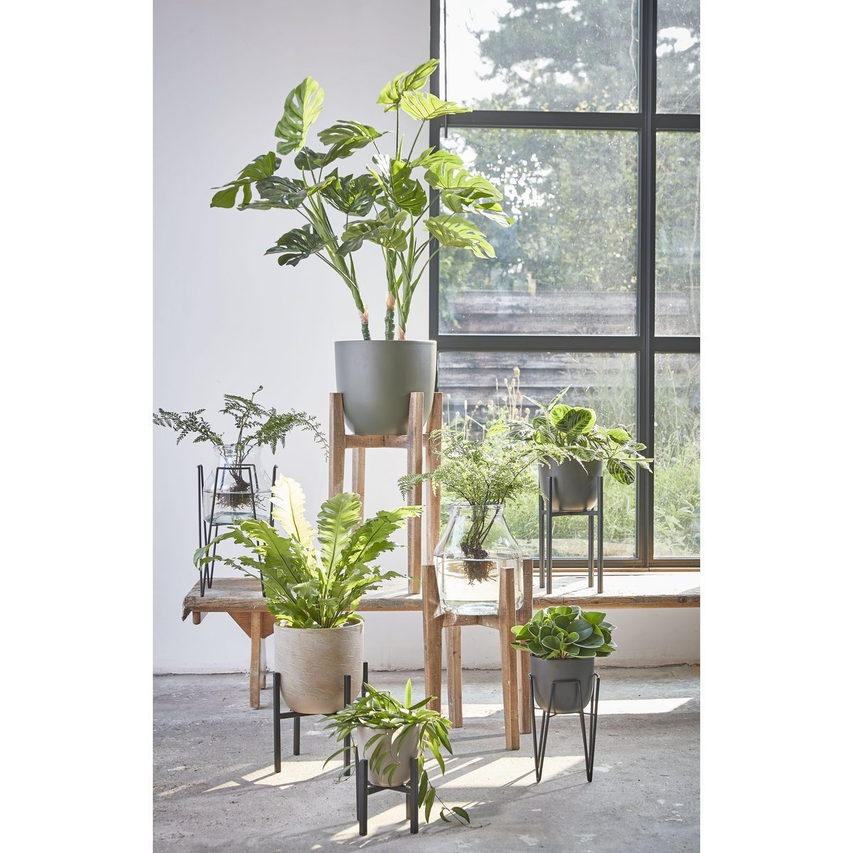KantoormeubelenPlus Blom Plantenstandaard - L29,5 x B29,5 x H50 cm - Metaal - Zwart