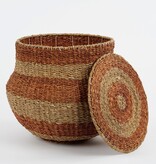 KantoormeubelenPlus Tacoma Opbergmand met Deksel - H48 x Ø55 cm - Jute - Oranje