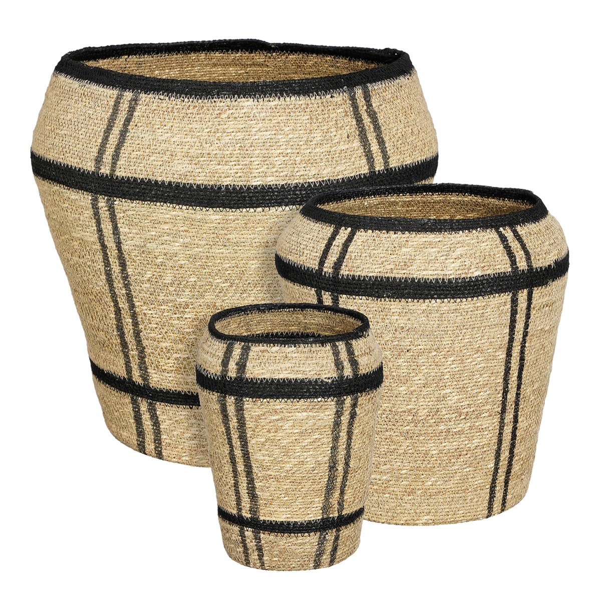 KantoormeubelenPlus Opbergmand - Set van 3 - H38 x Ø30 cm - Zeegras - Lichtbruin