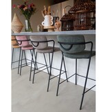 KantoormeubelenPlus Nanet Barkruk - H91 cm - Velvet - Lichtbruin