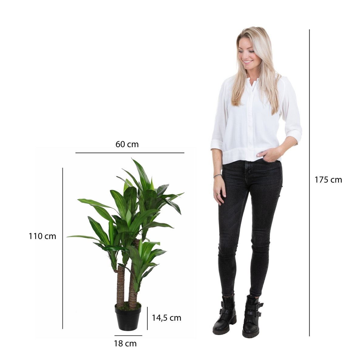 KantoormeubelenPlus Dracaena Kunstplant - H110 x Ø60 cm