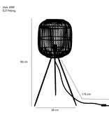 KantoormeubelenPlus Figo Vloerlamp - H90 x Ø36 cm - Bamboe - Bruin