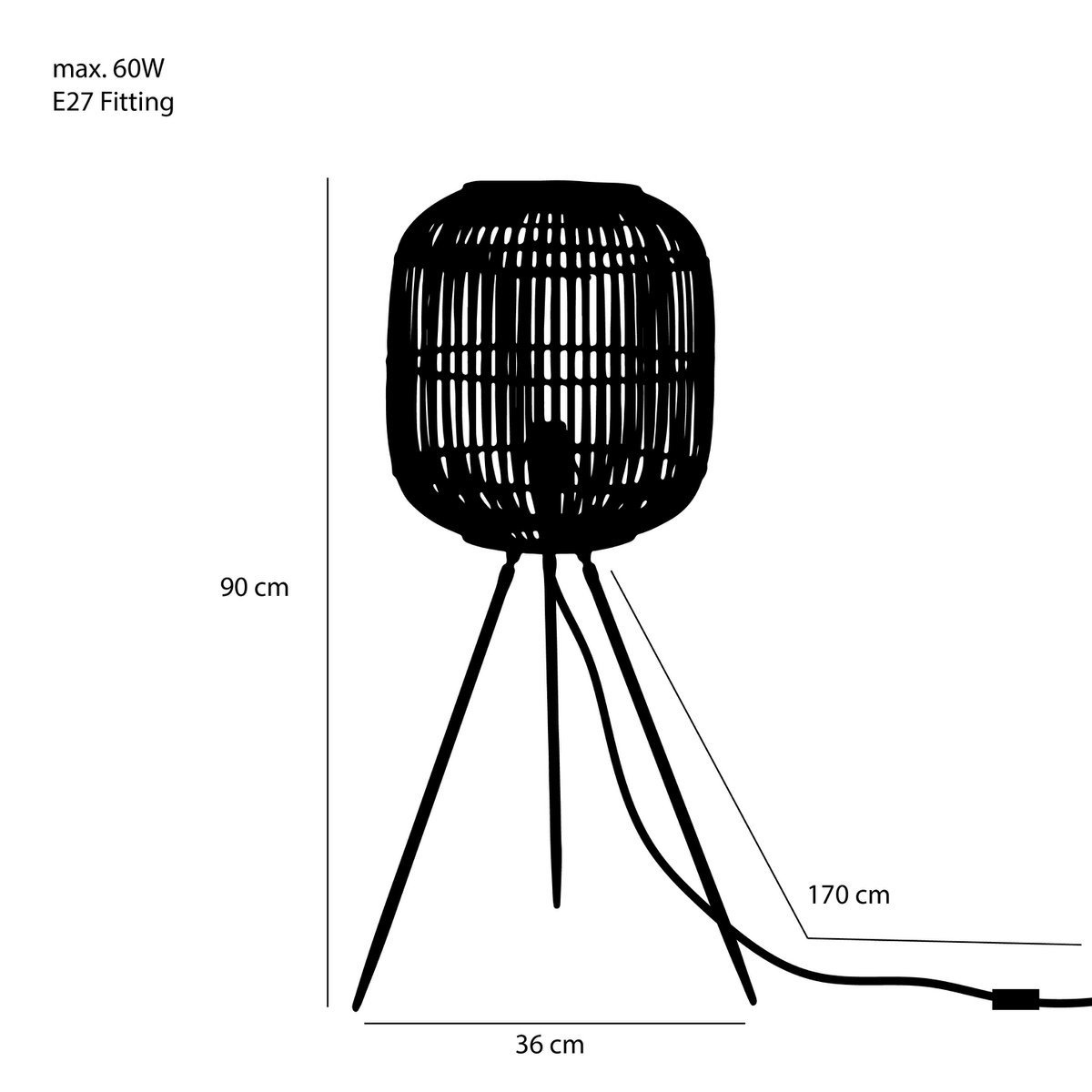 KantoormeubelenPlus Figo Vloerlamp - H90 x Ø36 cm - Bamboe - Bruin