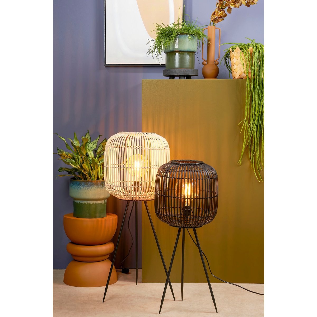 KantoormeubelenPlus Figo Vloerlamp - H90 x Ø36 cm - Bamboe - Bruin