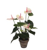 KantoormeubelenPlus Anthurium Kunstplant in Bloempot Stan - H40 x Ø30 cm - Lichtroze