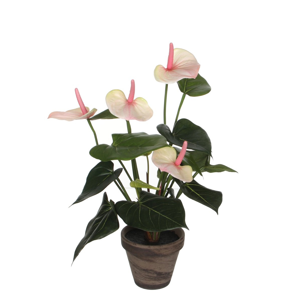 KantoormeubelenPlus Anthurium Kunstplant in Bloempot Stan - H40 x Ø30 cm - Lichtroze