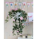 KantoormeubelenPlus Petunia Kunst Hangplant in Bloempot Stan - L25 x B45 x H50 cm - Roze