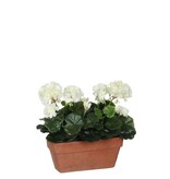 KantoormeubelenPlus Geranium Kunstplant in Balkonbak - L29 x B13 x H40 cm - Wit