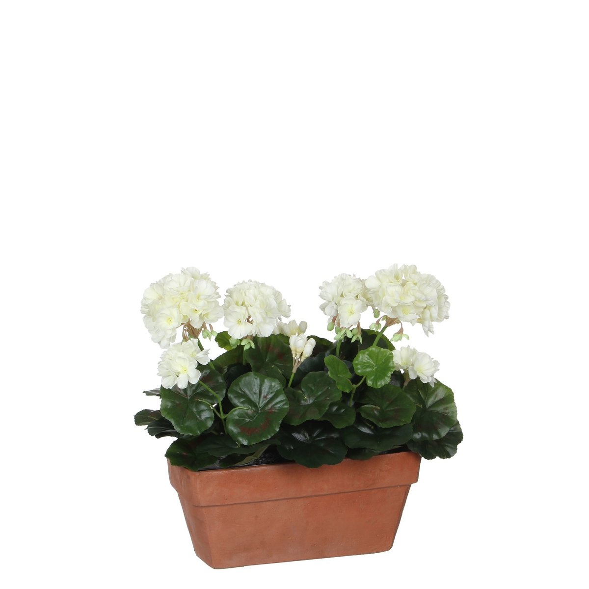 KantoormeubelenPlus Geranium Kunstplant in Balkonbak - L29 x B13 x H40 cm - Wit